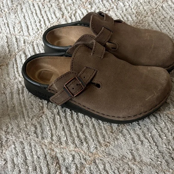 Birkenstock Brown Suede Clogs - Picture 1 of 11